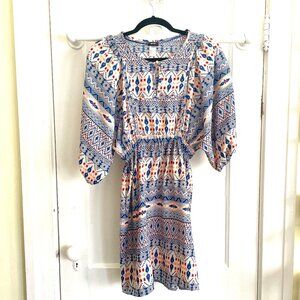 H&M Women's Blue Multicolor Aztec Print Mini Dress | Size 4